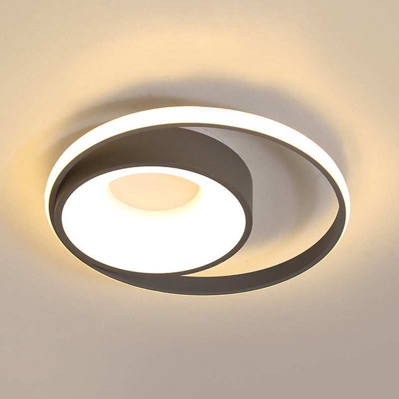 Circular Flush Light Fixture Modern Metal Gray LED Ceiling Light in Natural Light/Remote Control Stepless Dimming