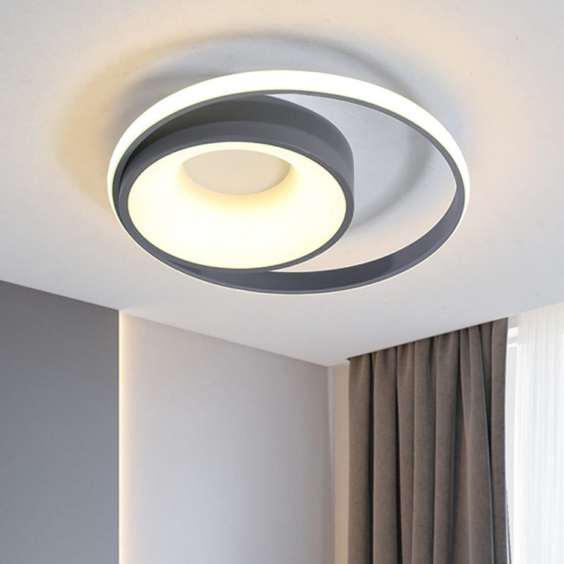 Circular Flush Light Fixture Modern Metal Gray LED Ceiling Light in Natural Light/Remote Control Stepless Dimming