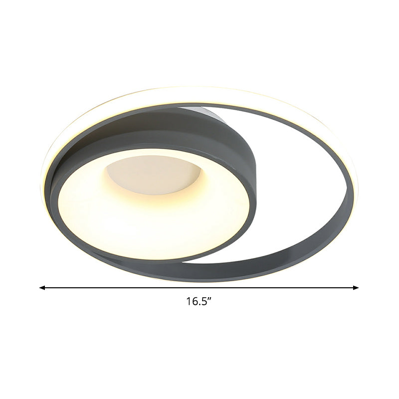 Circular Flush Light Fixture Modern Metal Gray LED Ceiling Light in Natural Light/Remote Control Stepless Dimming