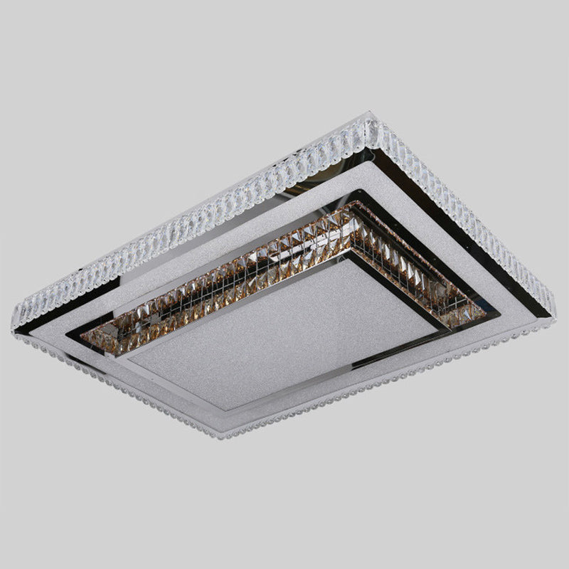 Modern Tiered Flush Mount Lamp Clear and Smoke Grey Crystal Living Room Flush Mount in Chrome