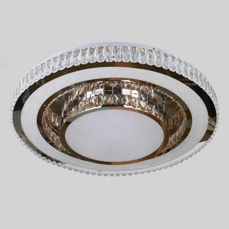 Modern Tiered Flush Mount Lamp Clear and Smoke Grey Crystal Living Room Flush Mount in Chrome