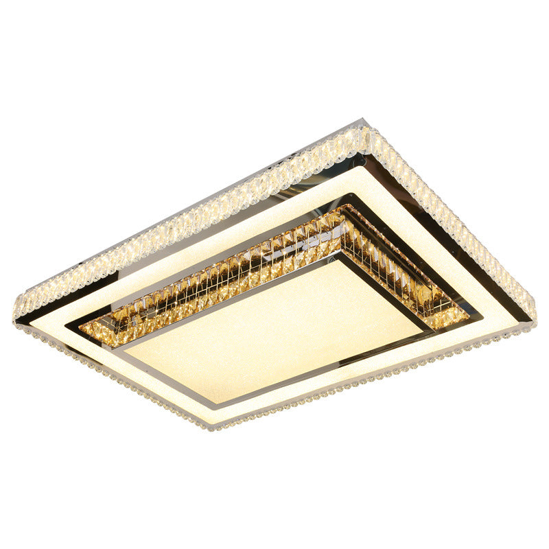 Modern Tiered Flush Mount Lamp Clear and Smoke Grey Crystal Living Room Flush Mount in Chrome