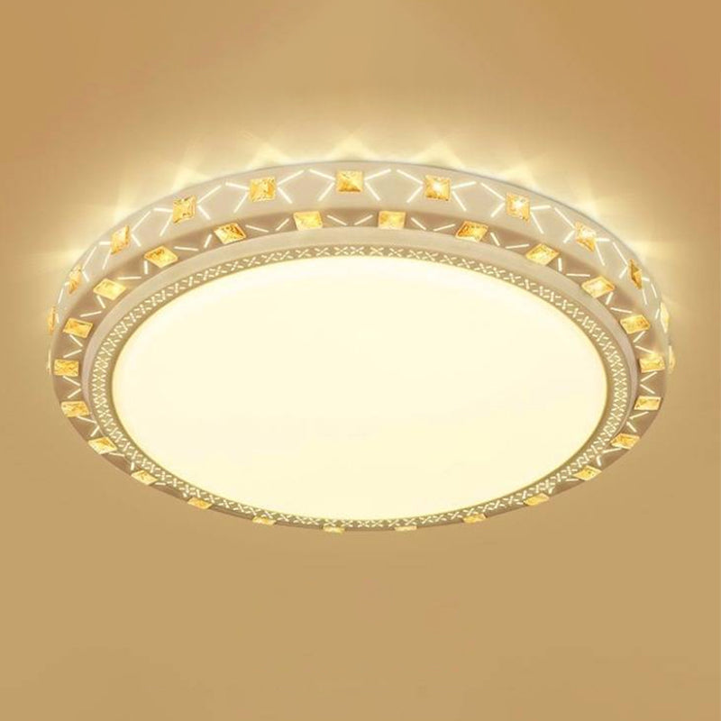 Geometric Shaped Living Room Ceiling Lamp Acrylic Modern LED Flush Light with Crystal Decoration