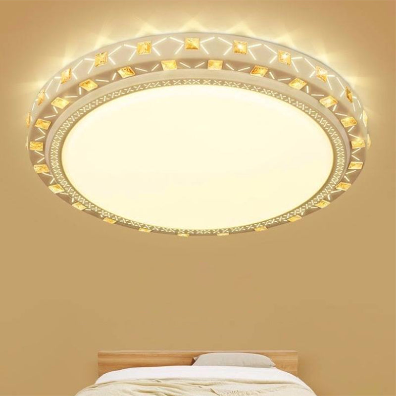Geometric Shaped Living Room Ceiling Lamp Acrylic Modern LED Flush Light with Crystal Decoration
