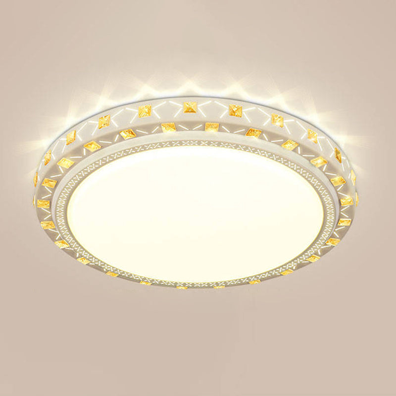 Geometric Shaped Living Room Ceiling Lamp Acrylic Modern LED Flush Light with Crystal Decoration