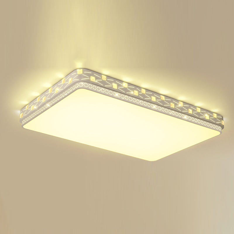 Geometric Shaped Living Room Ceiling Lamp Acrylic Modern LED Flush Light with Crystal Decoration