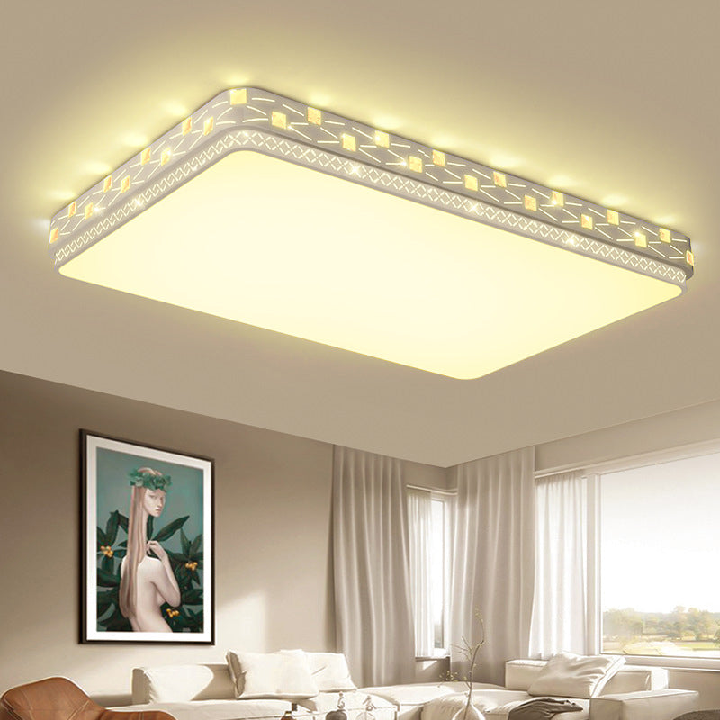 Geometric Shaped Living Room Ceiling Lamp Acrylic Modern LED Flush Light with Crystal Decoration