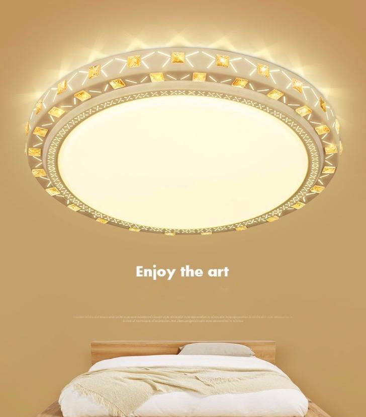 Geometric Shaped Living Room Ceiling Lamp Acrylic Modern LED Flush Light with Crystal Decoration