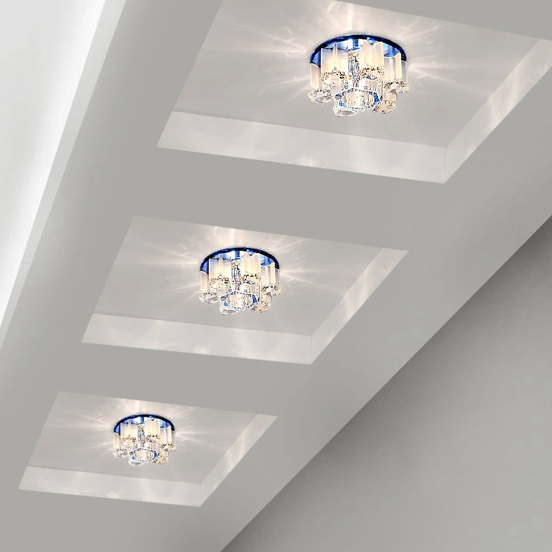 Mushroom Shaped Crystal Downlight Modern LED Flush Mount Recessed Lighting for Hallway