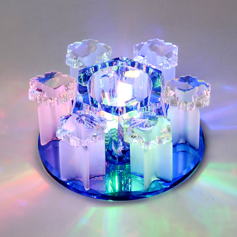 Mushroom Shaped Crystal Downlight Modern LED Flush Mount Recessed Lighting for Hallway