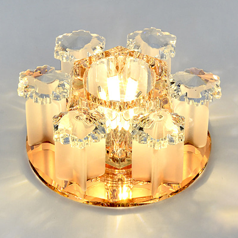 Mushroom Shaped Crystal Downlight Modern LED Flush Mount Recessed Lighting for Hallway
