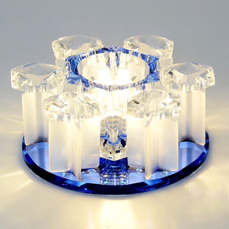 Mushroom Shaped Crystal Downlight Modern LED Flush Mount Recessed Lighting for Hallway