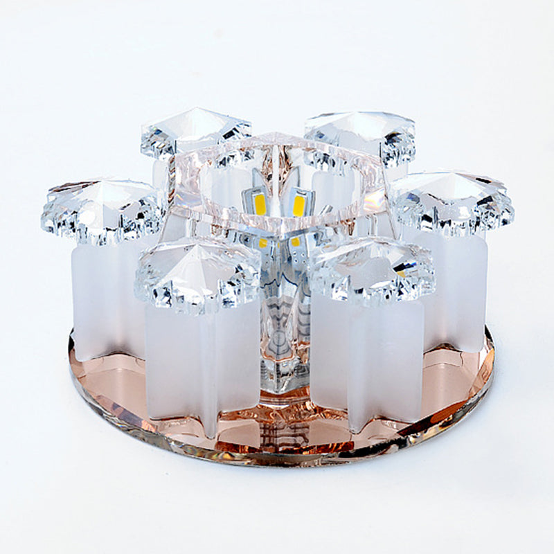 Mushroom Shaped Crystal Downlight Modern LED Flush Mount Recessed Lighting for Hallway