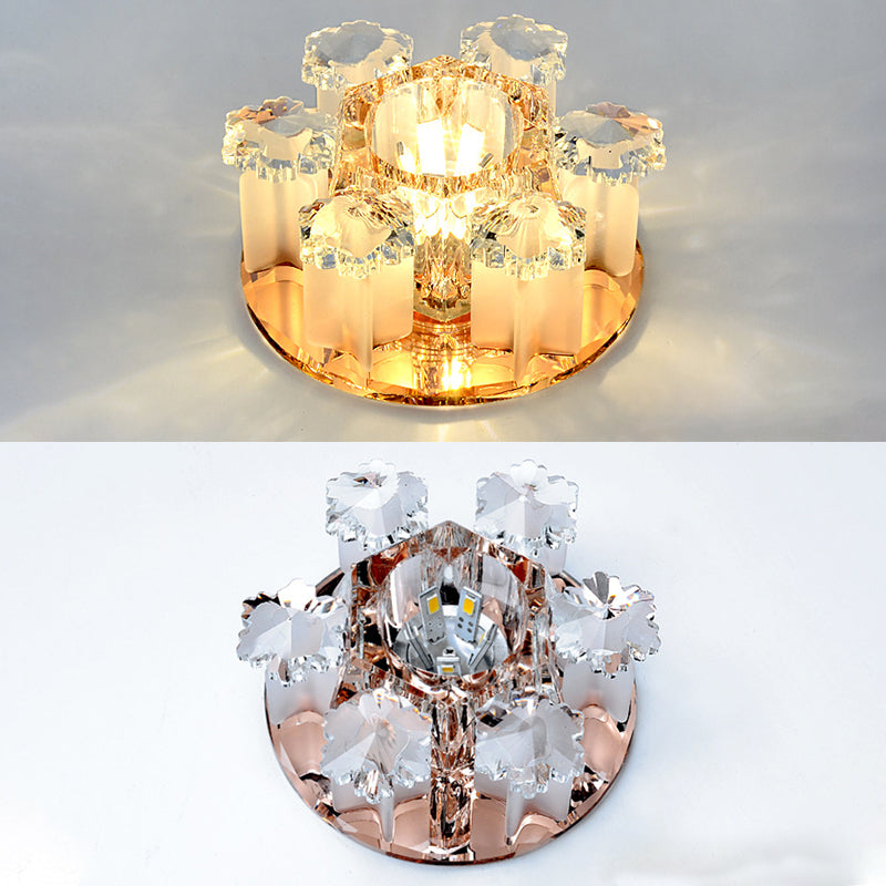 Mushroom Shaped Crystal Downlight Modern LED Flush Mount Recessed Lighting for Hallway
