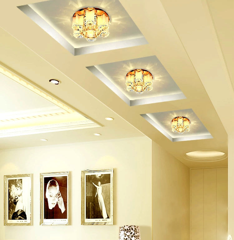Mushroom Shaped Crystal Downlight Modern LED Flush Mount Recessed Lighting for Hallway