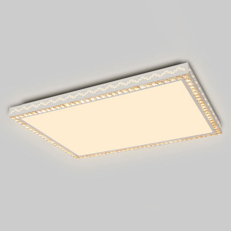 Nordic Geometric Shaped Ceiling Lamp Crystal Living Room LED Flush Mount Light in White