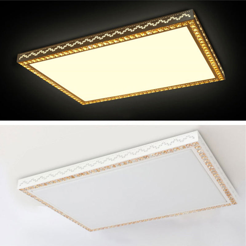 Nordic Geometric Shaped Ceiling Lamp Crystal Living Room LED Flush Mount Light in White