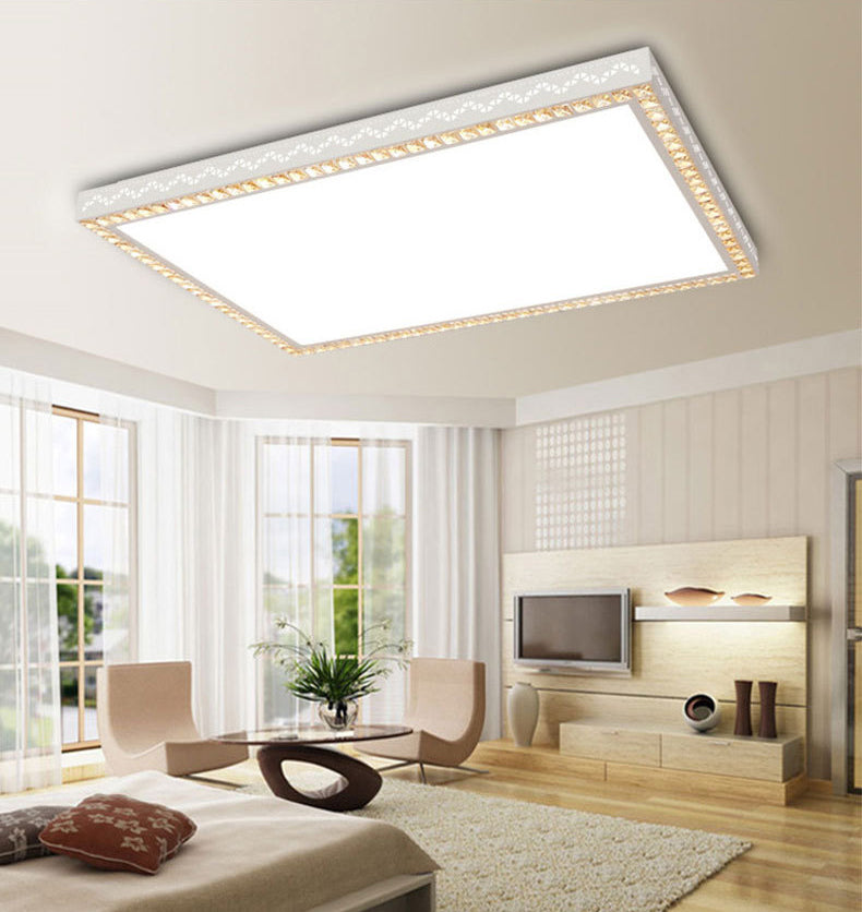 Nordic Geometric Shaped Ceiling Lamp Crystal Living Room LED Flush Mount Light in White