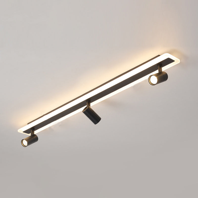 Tira de acrílico rectangular LED de montaje semi empotrado en luz de techo de metal de estilo conciso moderno para lugares comerciales