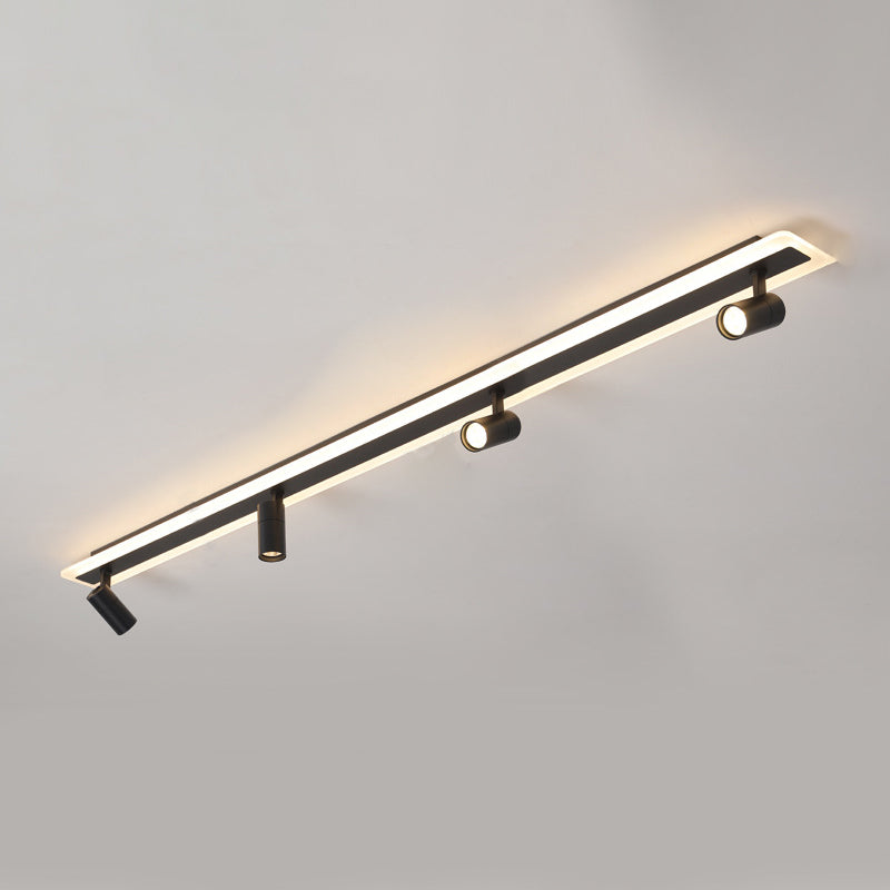 Tira de acrílico rectangular LED de montaje semi empotrado en luz de techo de metal de estilo conciso moderno para lugares comerciales