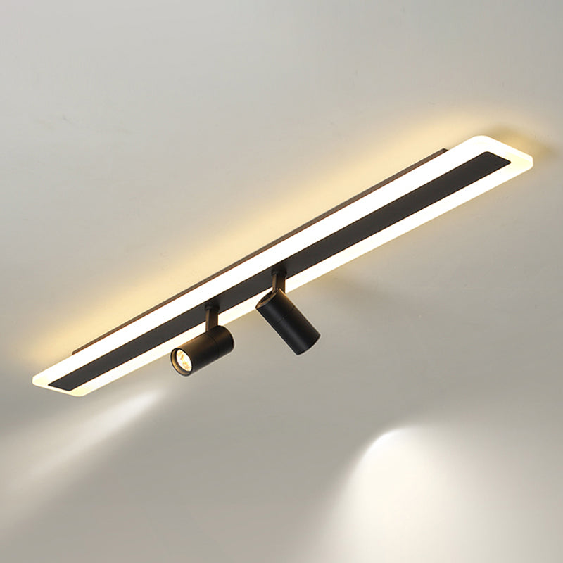 Tira de acrílico rectangular LED de montaje semi empotrado en luz de techo de metal de estilo conciso moderno para lugares comerciales