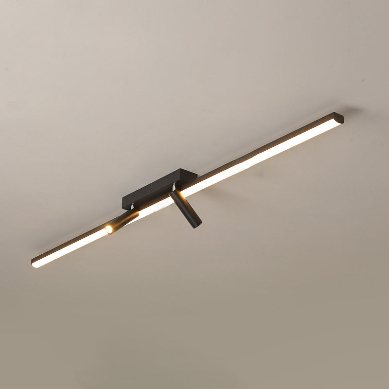 Tira de acrílico rectangular LED de montaje semi empotrado en luz de techo de metal de estilo conciso moderno para lugares comerciales