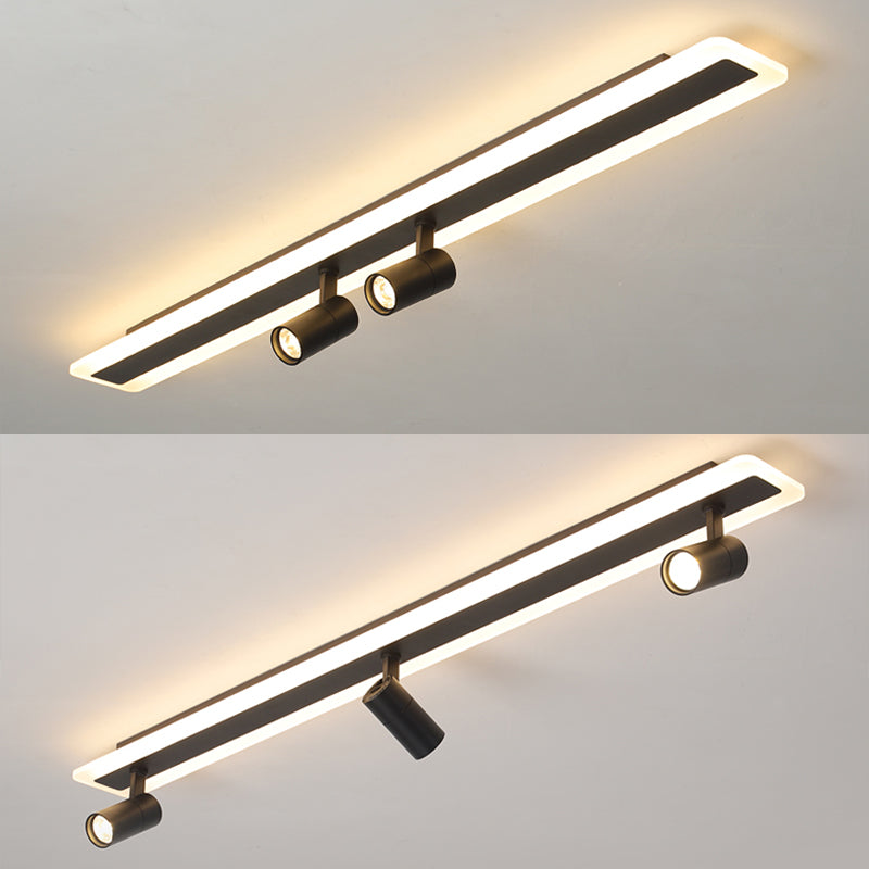 Tira de acrílico rectangular LED de montaje semi empotrado en luz de techo de metal de estilo conciso moderno para lugares comerciales