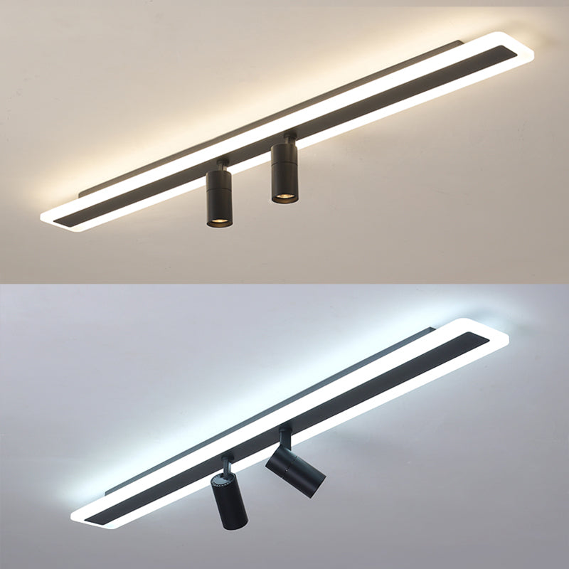 Tira de acrílico rectangular LED de montaje semi empotrado en luz de techo de metal de estilo conciso moderno para lugares comerciales