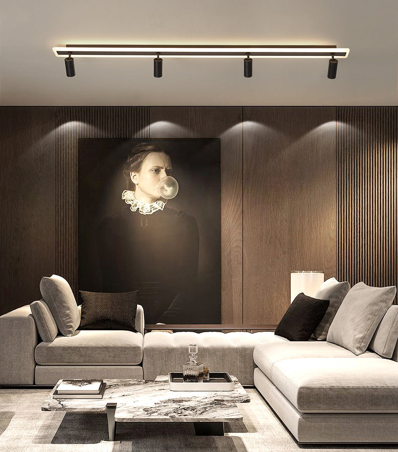 Tira de acrílico rectangular LED de montaje semi empotrado en luz de techo de metal de estilo conciso moderno para lugares comerciales