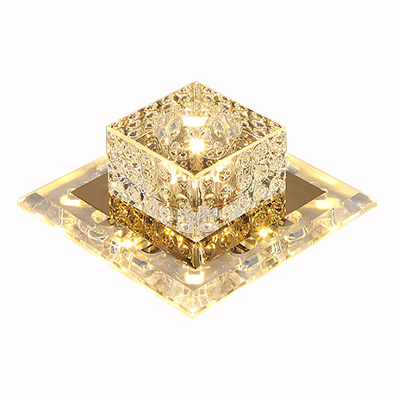 Square Led Flush Mount Ceiling Light Modern Luxury Style Crystal Flush Light for Corridor
