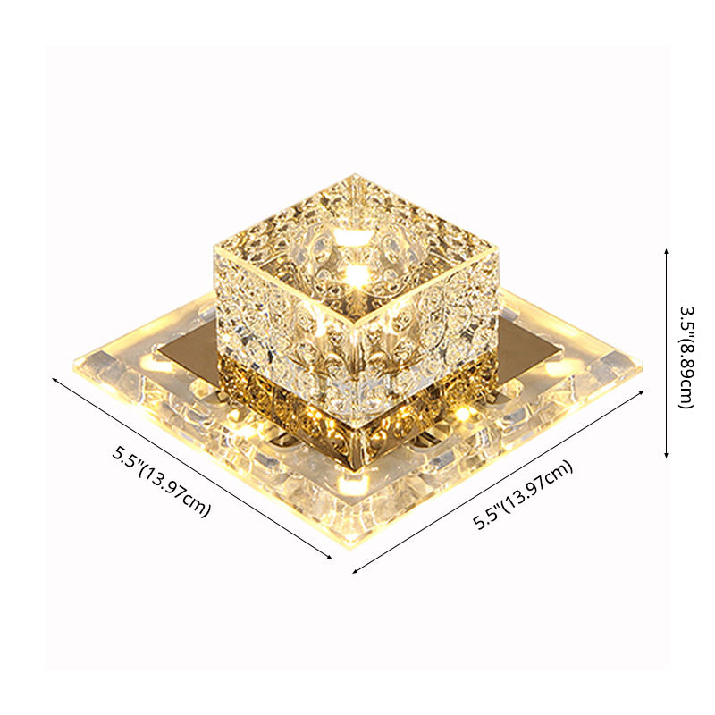 Square Led Flush Mount Ceiling Light Modern Luxury Style Crystal Flush Light for Corridor