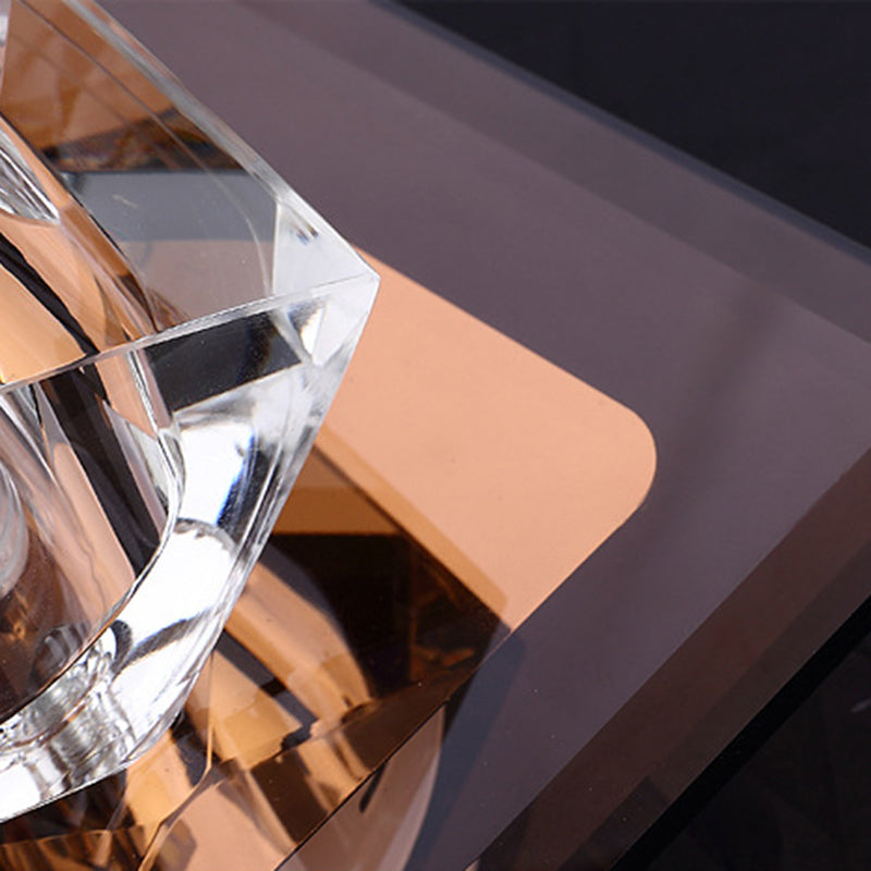 Crystal Gem Shaped Flush Ceiling Light Simple LED Black Flushmount for Passageway