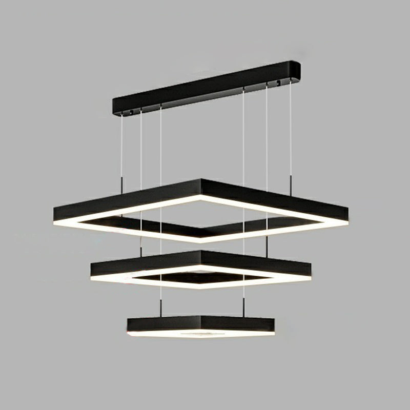 Modern Minimalist Style Multiple Squares Pendant Lighting Fixtures Metal Pendant Light Kit