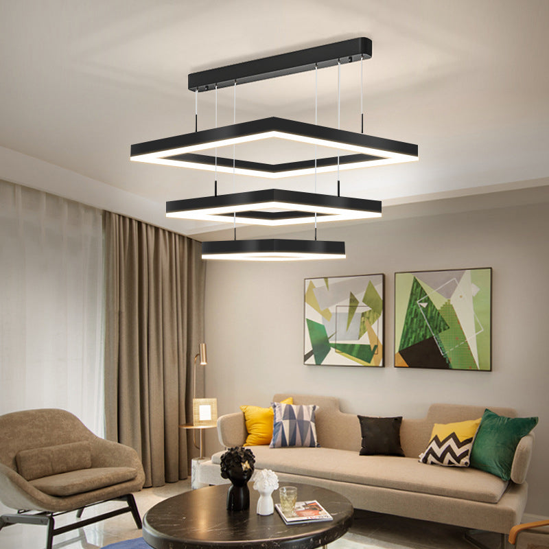 Modern Minimalist Style Multiple Squares Pendant Lighting Fixtures Metal Pendant Light Kit