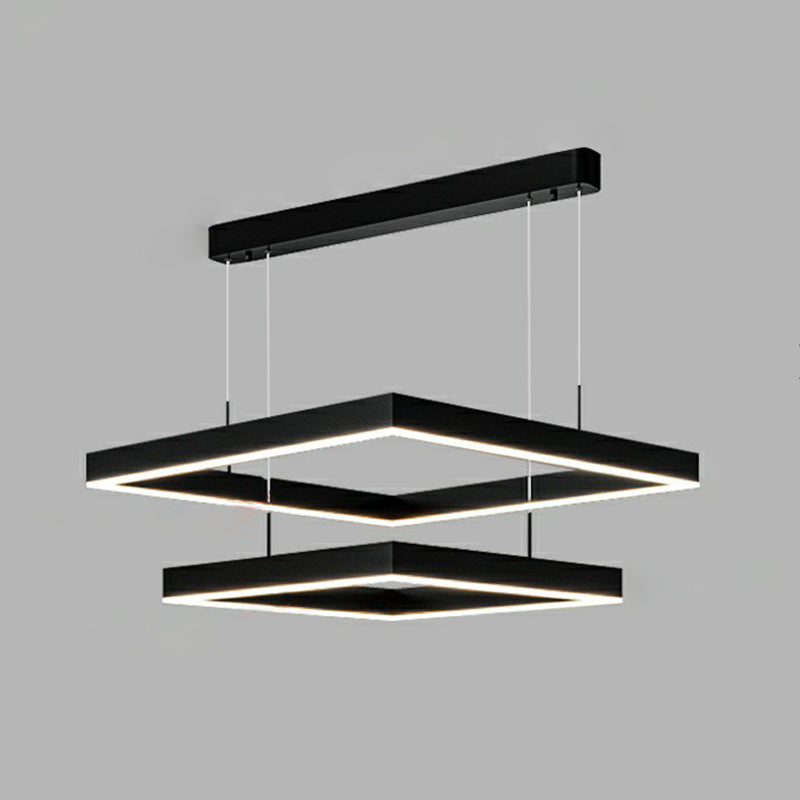 Modern Minimalist Style Multiple Squares Pendant Lighting Fixtures Metal Pendant Light Kit