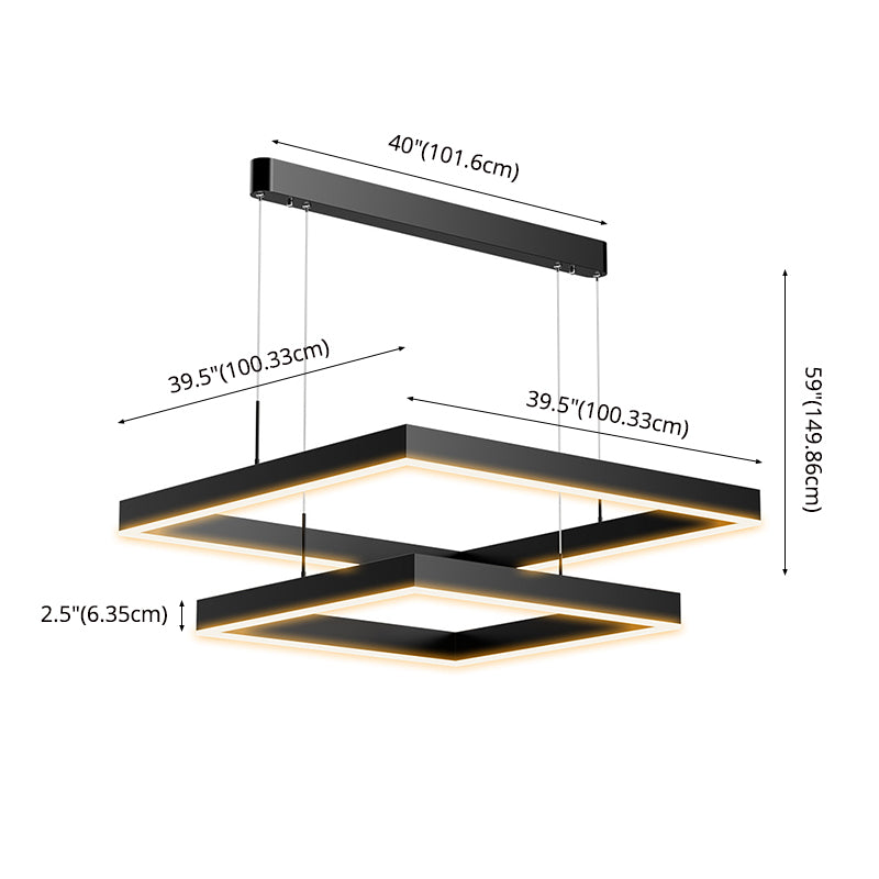 Modern Minimalist Style Multiple Squares Pendant Lighting Fixtures Metal Pendant Light Kit
