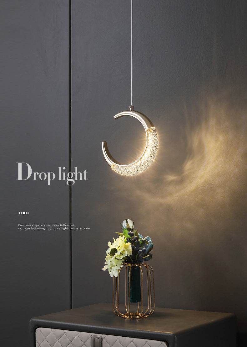 Oro 1 luce mezzaluna leggera lampada a sospensione moderna acrilica chiara piccola lampada sospesa per soggiorno