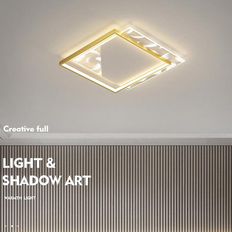 Stagger Square Acrylic LED Semi Flush Ceiling Light in Modern Concise Style Feather Ceiling Fixture for Bedroom