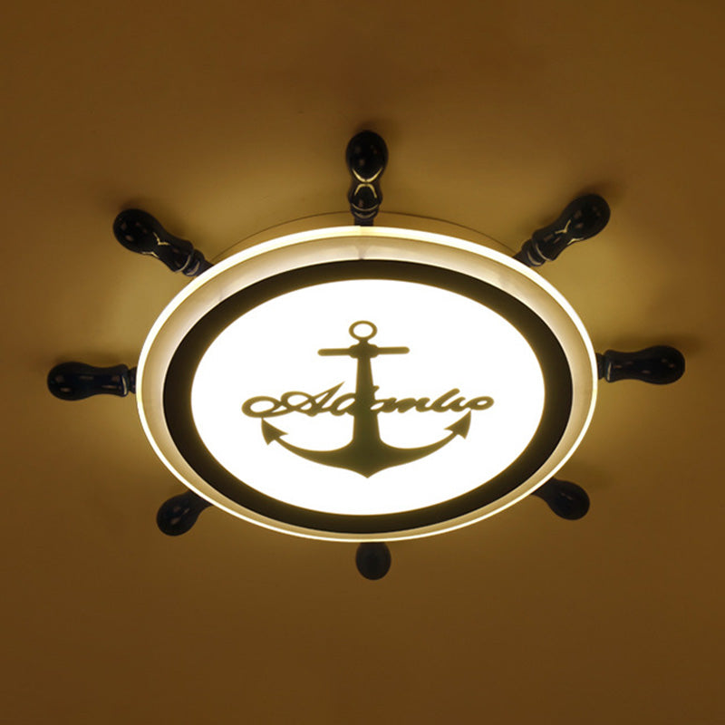Creative Ceiling Light Children's Room Boys and Girls Bedroom Cartoon Pirate Ship Rudder Mediterranean Style Eye Protection LED Lamps