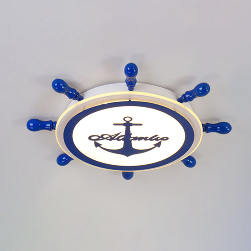 Creative Ceiling Light Children's Room Boys and Girls Bedroom Cartoon Pirate Ship Rudder Mediterranean Style Eye Protection LED Lamps