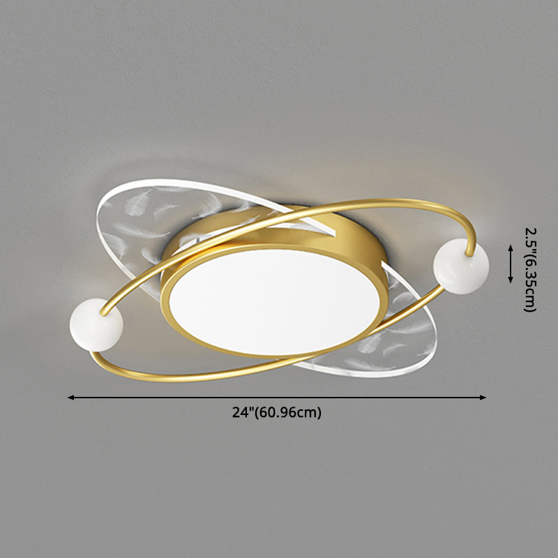 Oval Acrylic LED Semi Flush Ceiling Light in Modern Creative Style Feather Metal Flush Mount for Living Room