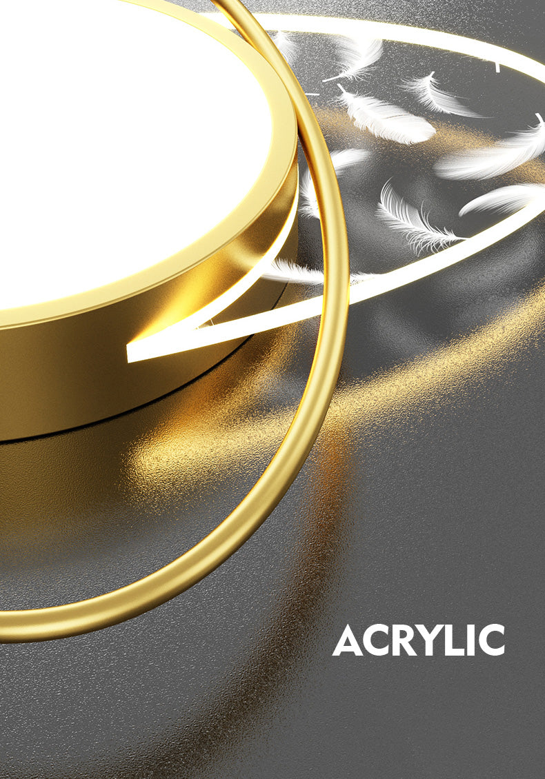 Oval Acrylic LED Semi Flush Ceiling Light in Modern Creative Style Feather Metal Flush Mount for Living Room