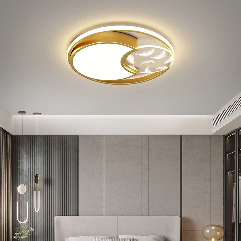 Lacquered Circular LED Ceiling Light in Modern Creative Style Feather Indoor Ceiling Fixture with Acrylic Shade