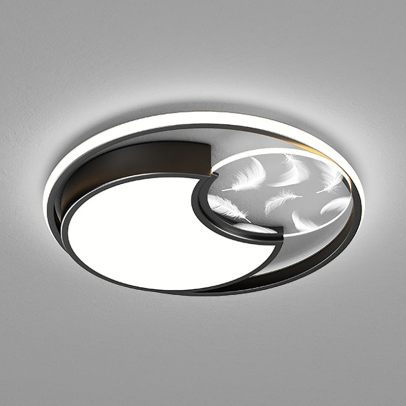 Lacquered Circular LED Ceiling Light in Modern Creative Style Feather Indoor Ceiling Fixture with Acrylic Shade