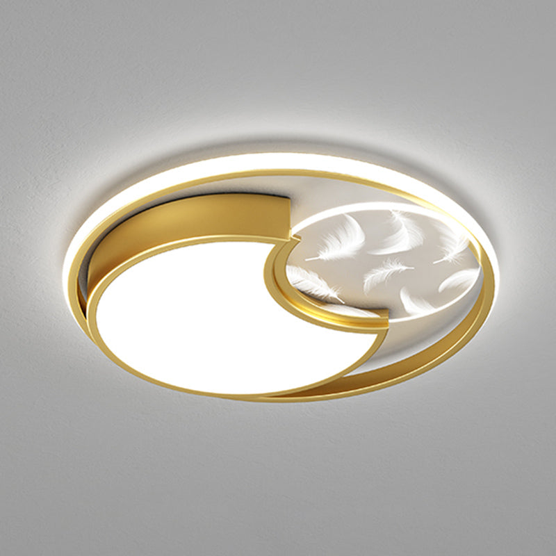 Lacquered Circular LED Ceiling Light in Modern Creative Style Feather Indoor Ceiling Fixture with Acrylic Shade