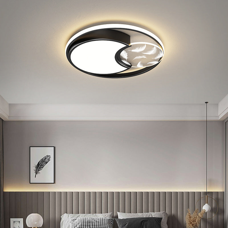 Lacquered Circular LED Ceiling Light in Modern Creative Style Feather Indoor Ceiling Fixture with Acrylic Shade