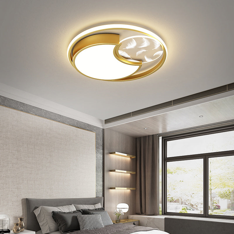 Lacquered Circular LED Ceiling Light in Modern Creative Style Feather Indoor Ceiling Fixture with Acrylic Shade