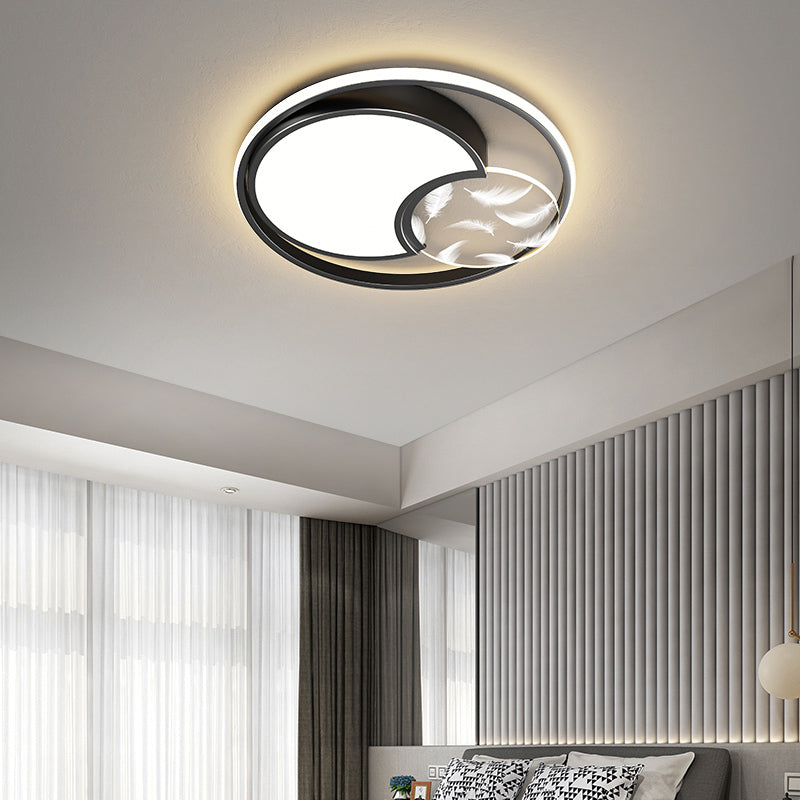 Lacquered Circular LED Ceiling Light in Modern Creative Style Feather Indoor Ceiling Fixture with Acrylic Shade