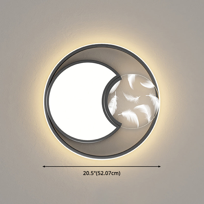 Lacquered Circular LED Ceiling Light in Modern Creative Style Feather Indoor Ceiling Fixture with Acrylic Shade