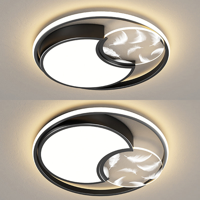 Lacquered Circular LED Ceiling Light in Modern Creative Style Feather Indoor Ceiling Fixture with Acrylic Shade